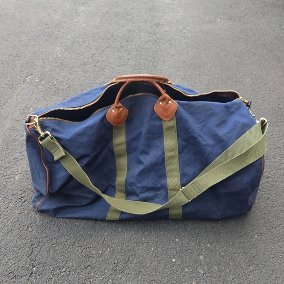 L.L. Bean Other - L.L. Bean Vintage Large Blue and Green Canvas  Duffle Bag